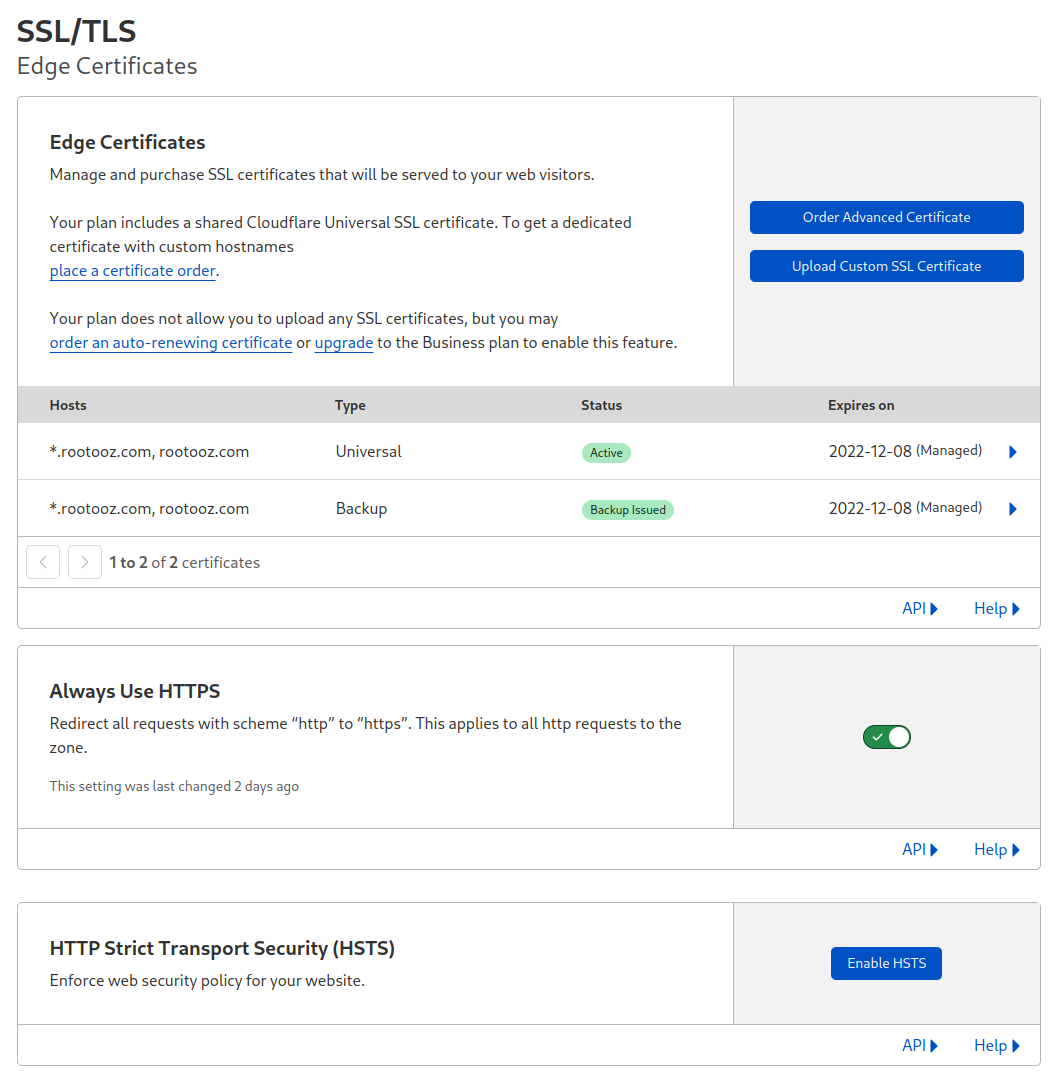 cloudflare ssl/tls config